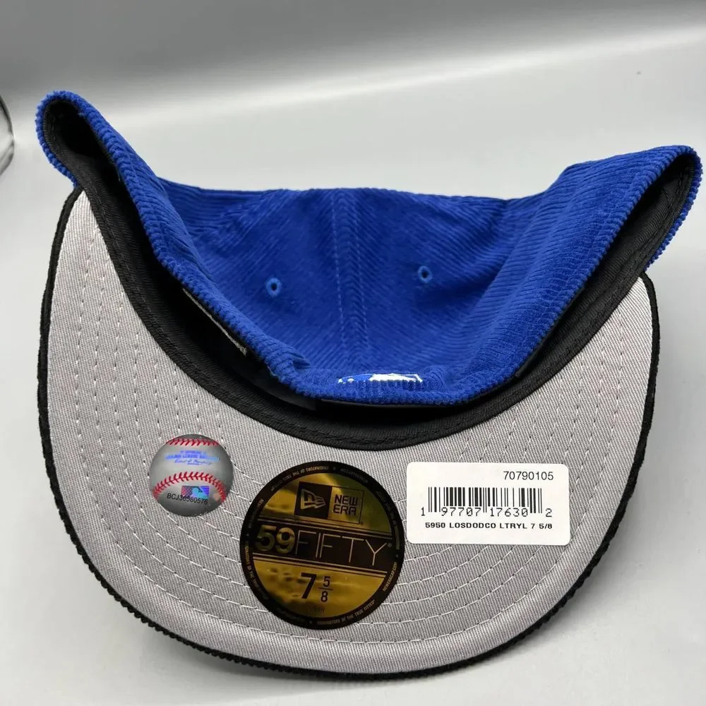 Los Angeles LA Dodgers Hat Men‎ 7 5/8 Corduroy 59Fifty New Era Fitted Cap New
